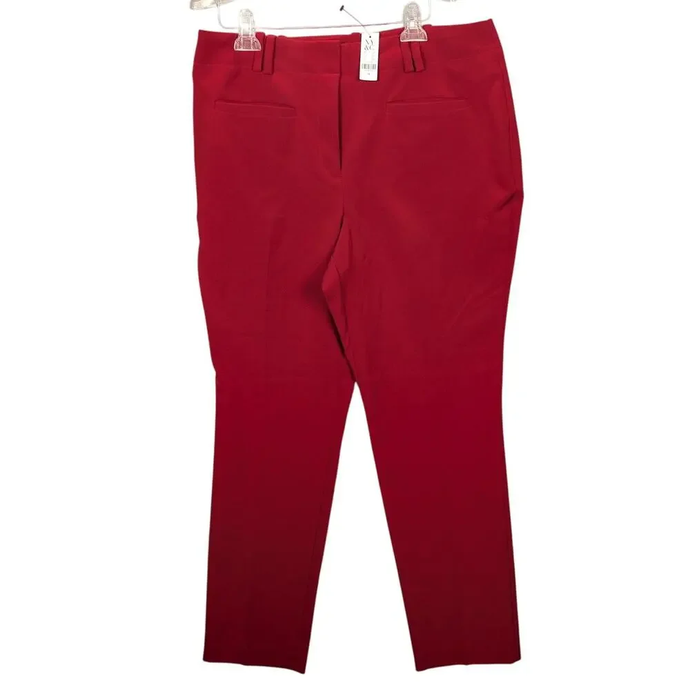 New York & Company Pants Womens 16 Red Ankle Dress Slim Stretch Work Office